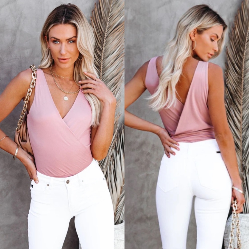 NWOT! Step It Up Drape Bodysuit - Mauve (S)